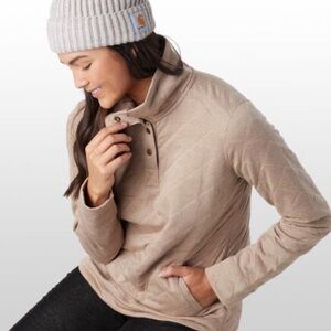 Marmot Tan Quilted Pullover with Button Collar